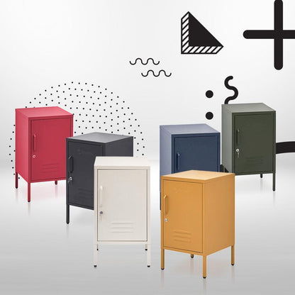 ArtissIn Bedside Table Metal Cabinet - MINI White - Ozstylz