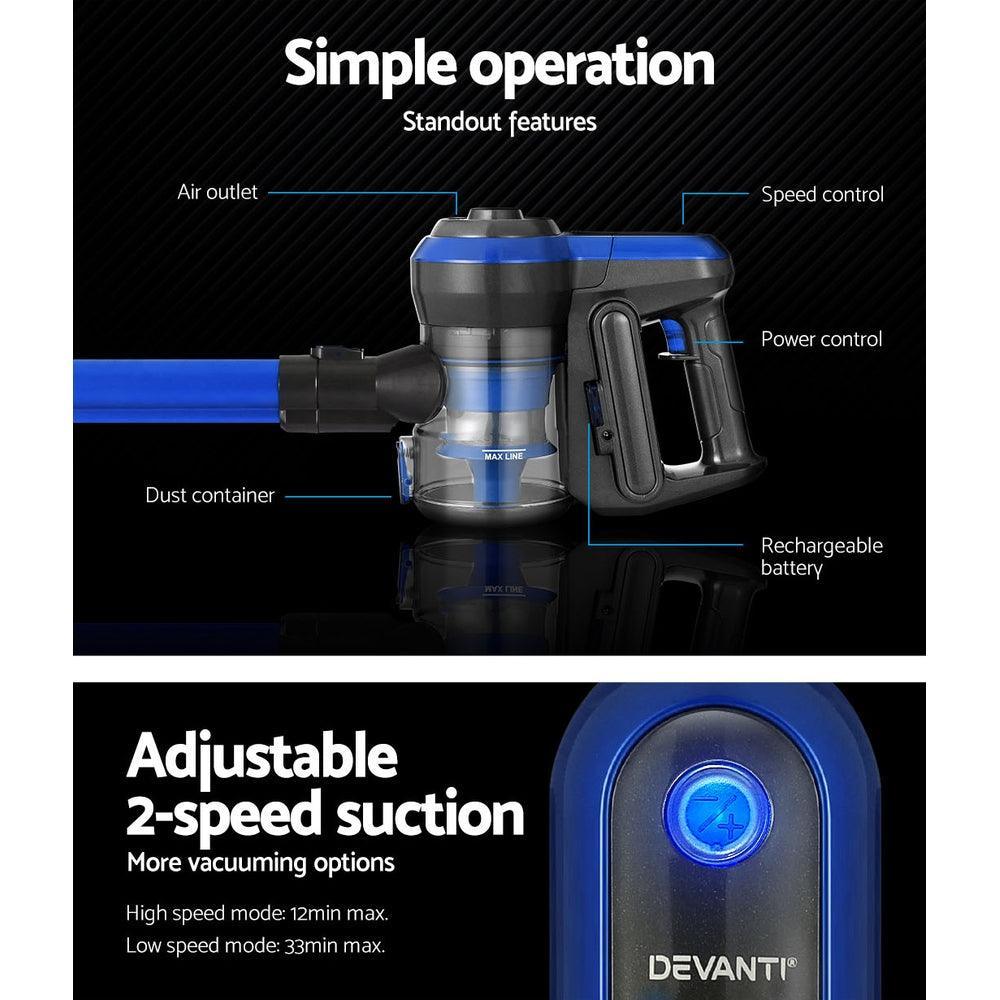 Devanti Handheld Vacuum Cleaner Brushless Cordless 250W Blue - Ozstylz
