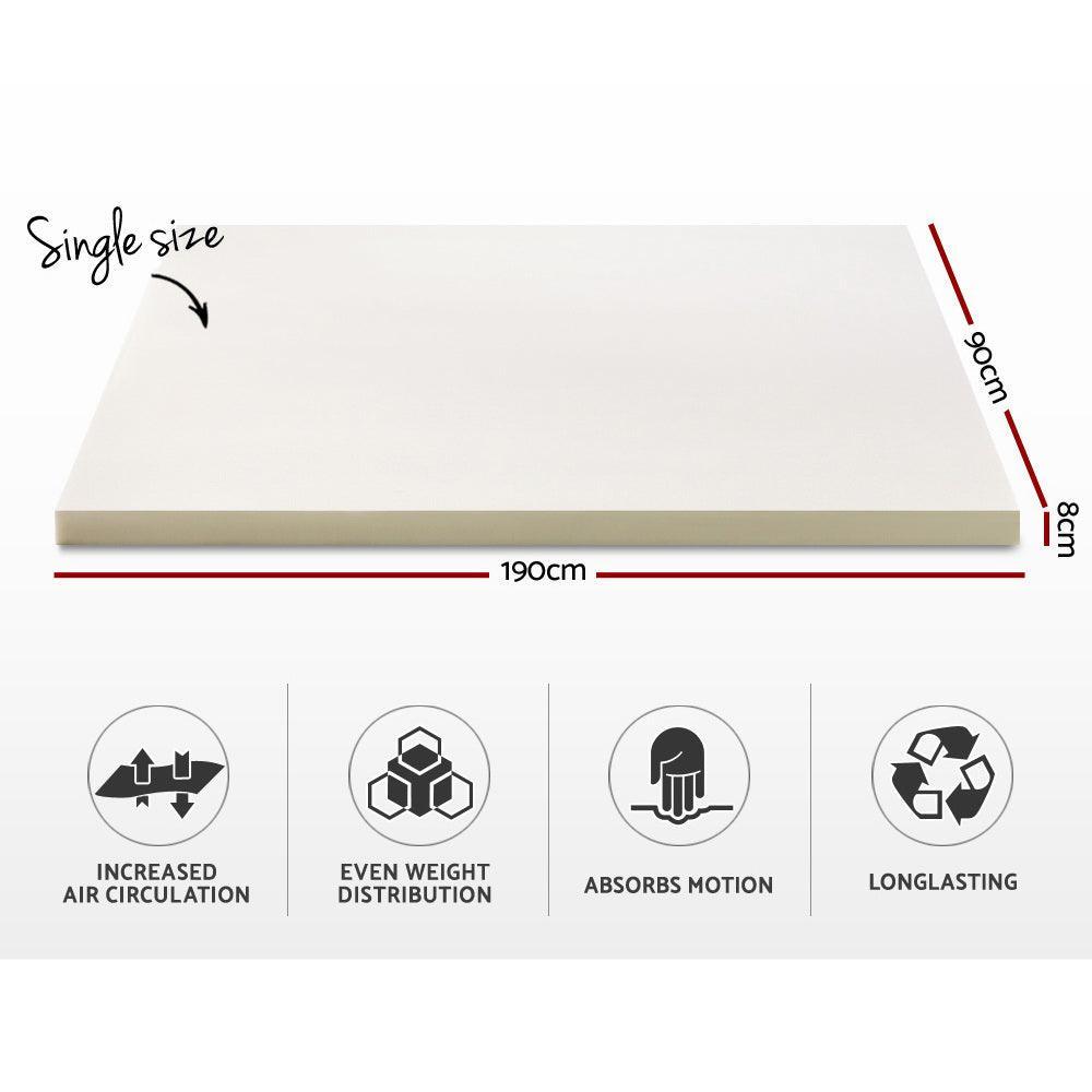 Giselle Bedding Memory Foam Mattress Topper 8cm Single - Ozstylz