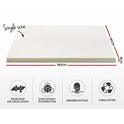 Giselle Bedding Memory Foam Mattress Topper 8cm Single - Ozstylz