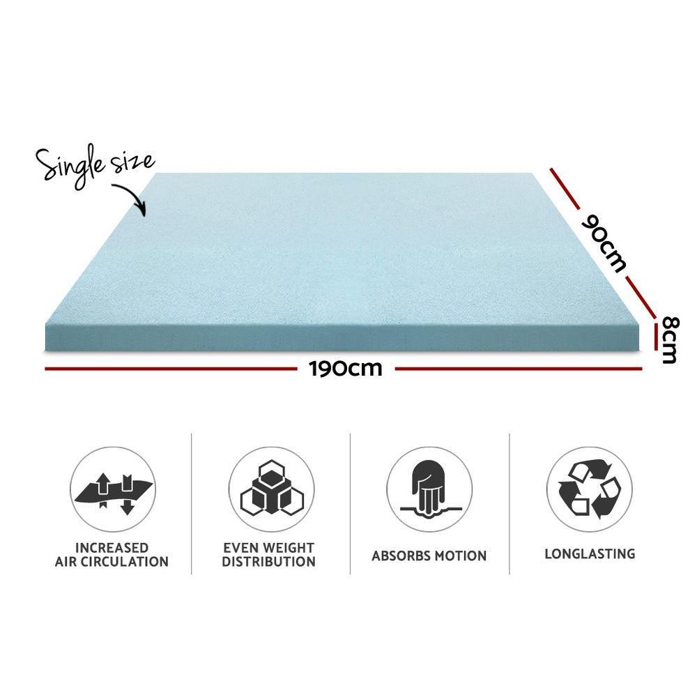 Giselle Bedding Memory Foam Mattress Topper Cool Gel 8cm Single - Ozstylz