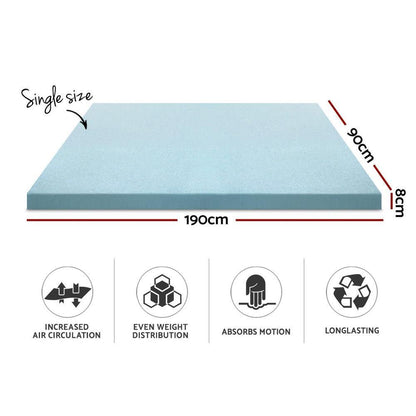 Giselle Bedding Memory Foam Mattress Topper Cool Gel 8cm Single - Ozstylz