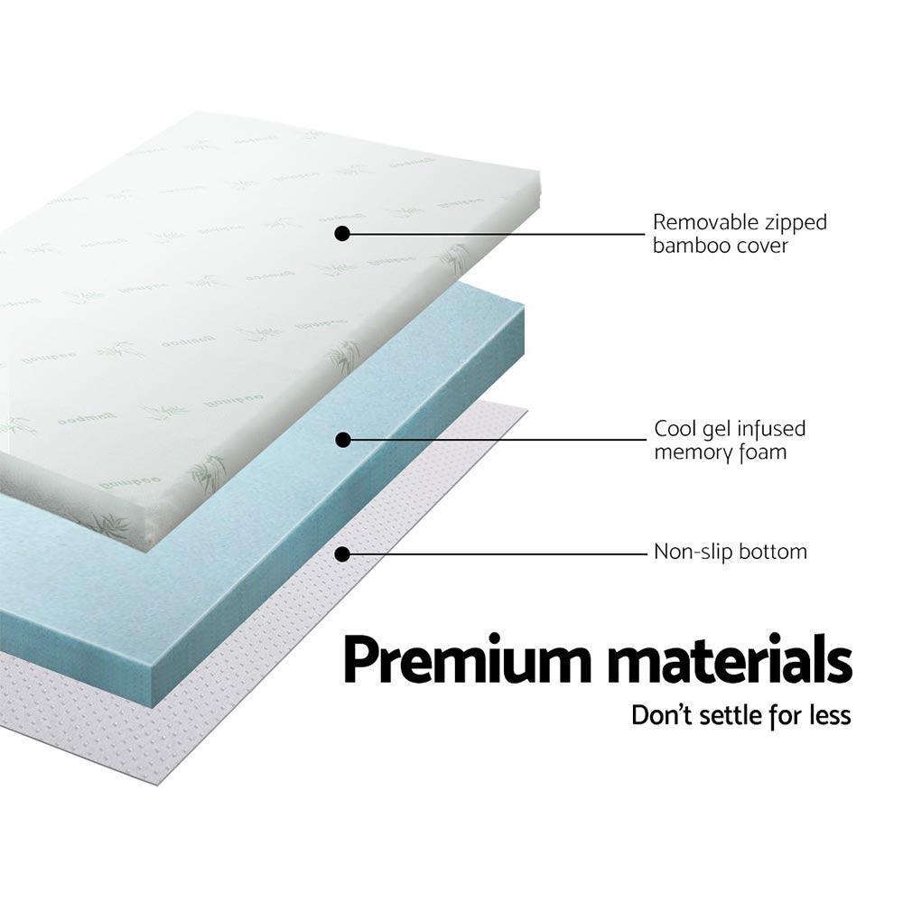 Giselle Bedding Memory Foam Mattress Topper Cool Gel 8cm Single - Ozstylz