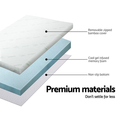 Giselle Bedding Memory Foam Mattress Topper Cool Gel 8cm Single - Ozstylz